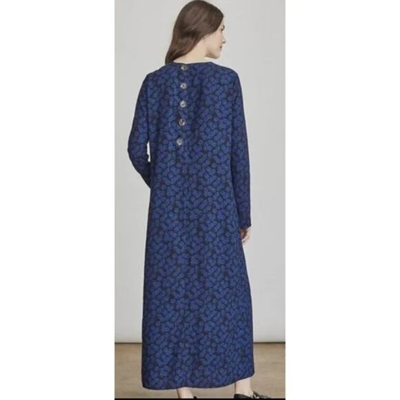 Elizabeth And James Blue Black Floral Long Sleeves Maxi Dress Size Small - Picture 2 of 13